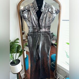 Akira Silver jean jumpsuit